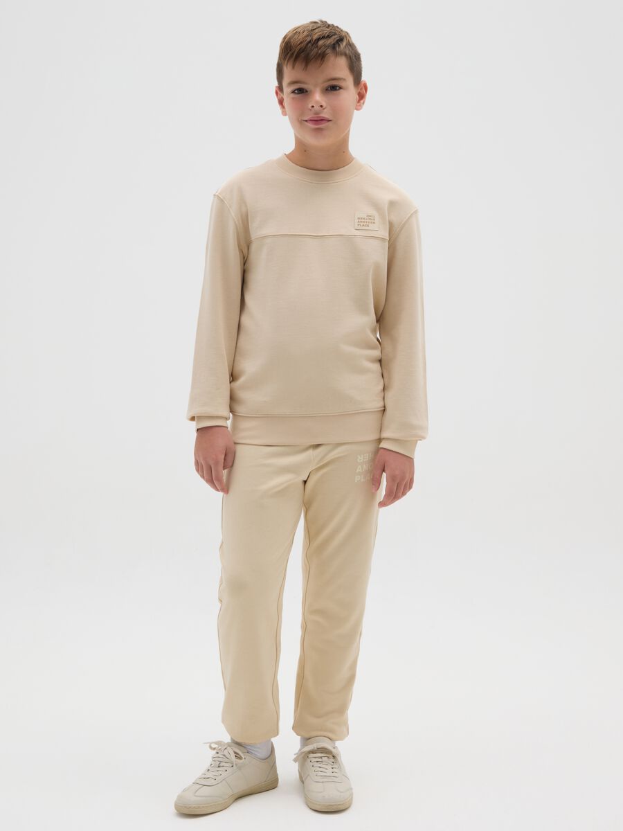 Pantaloni da ragazzo in puro cotone beige regular fit_1