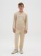 Boys' regular fit beige pure cotton trousers_0