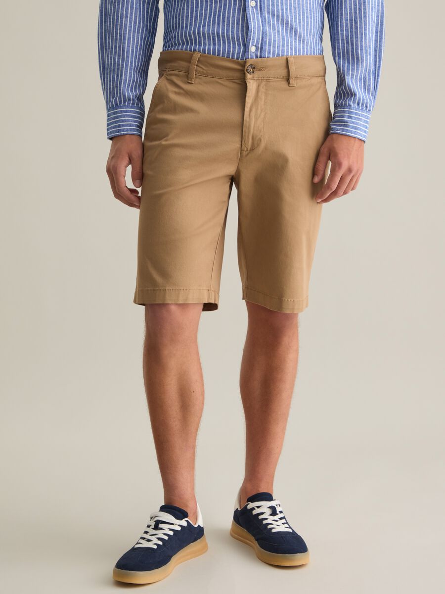 Stretch cotton chino Bermuda shorts_1