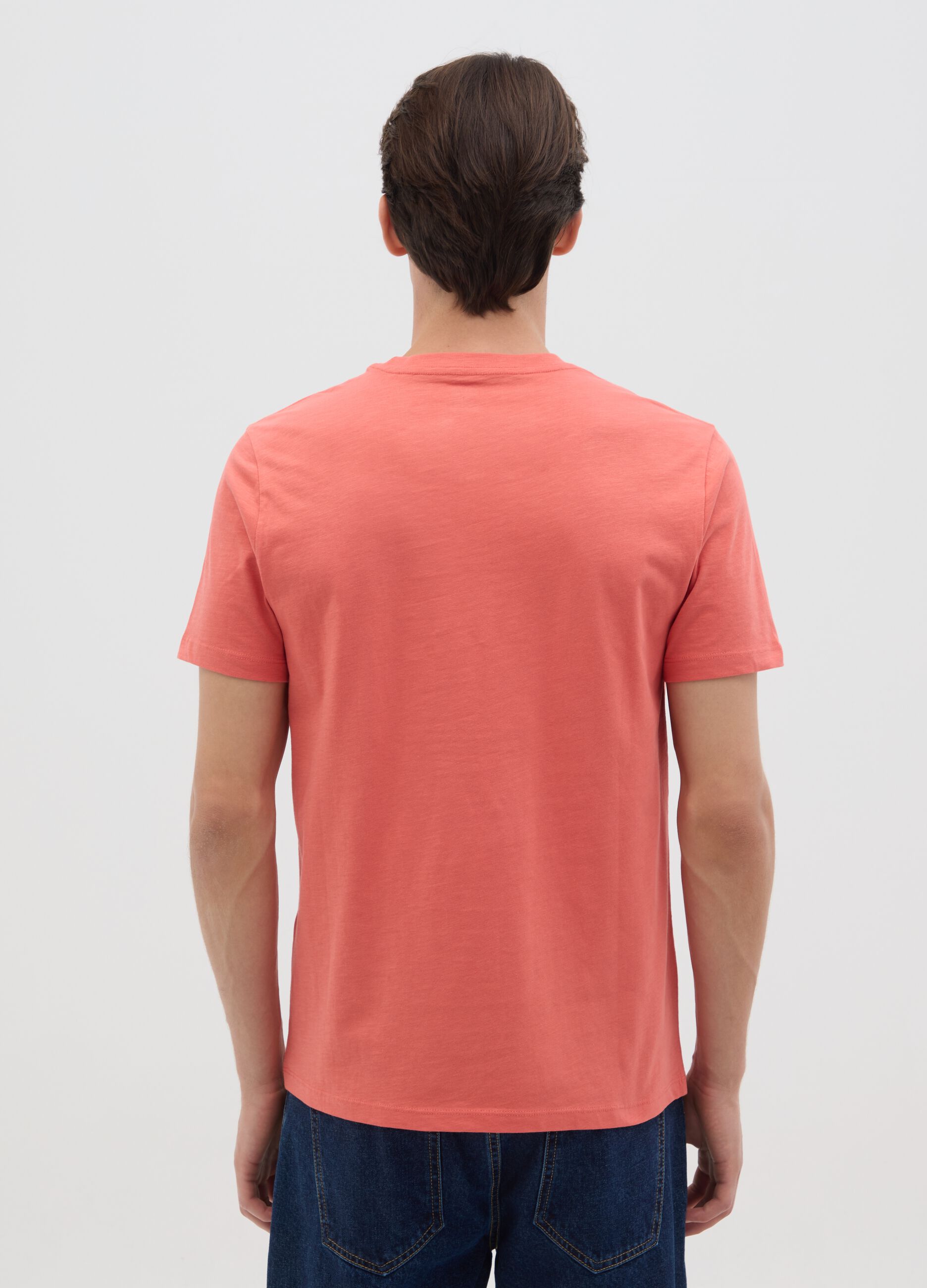 Men's orange pure cotton t-shirt regular fit