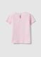 Girls' pink cotton T-shirt regular fit with cat_1