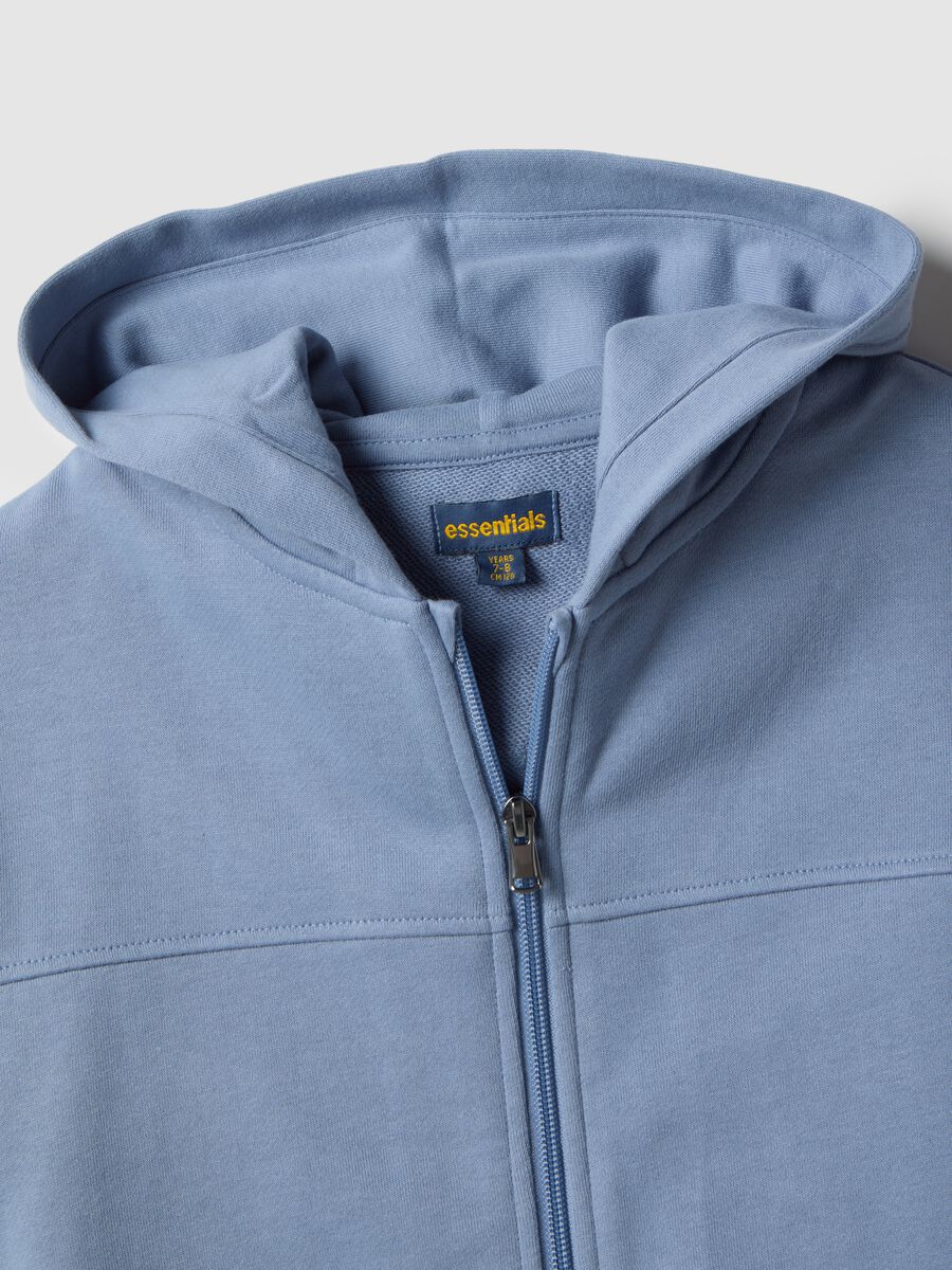 Sky blue children's hoodie with zip in pure cotton regular fit_2