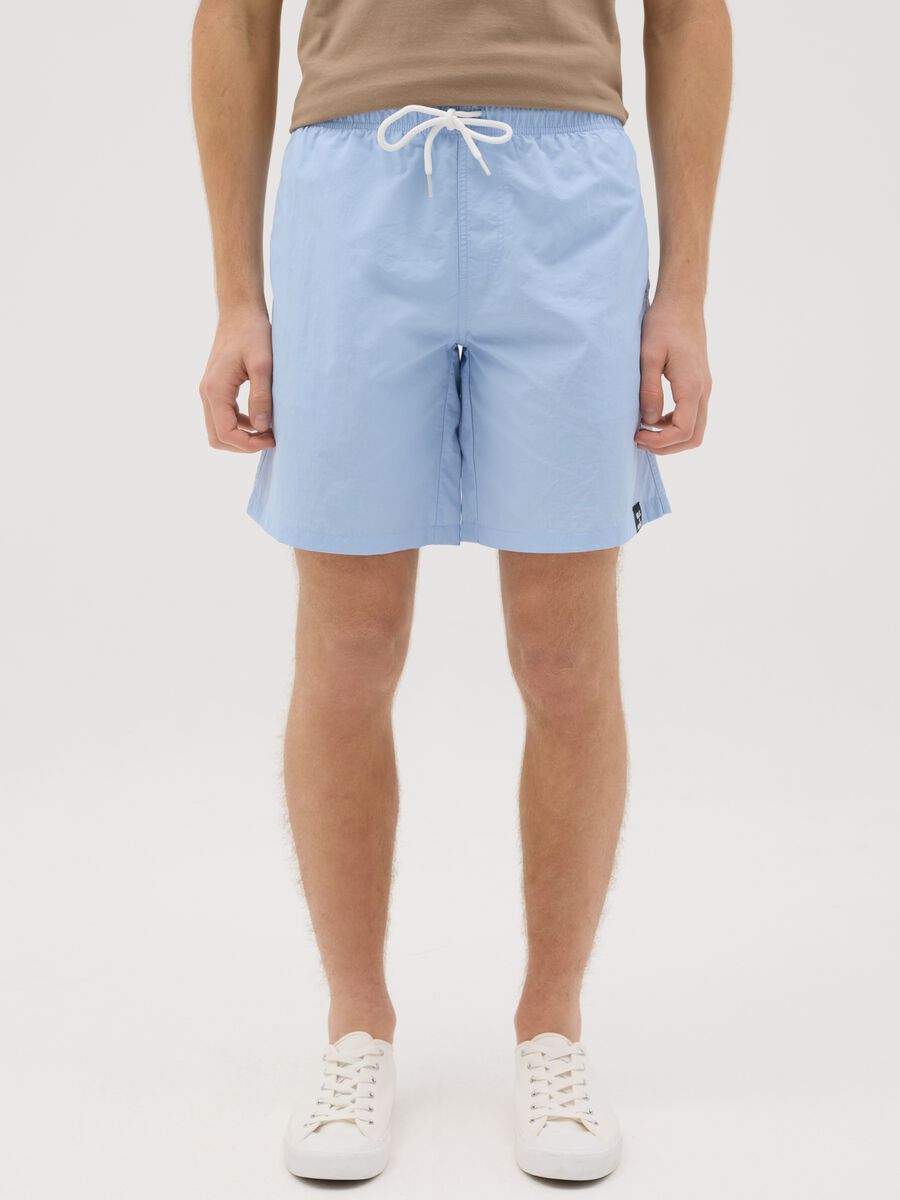 Boxer da uomo azzurro regular fit con elastico e coulisse_1