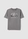 Grey over-fit pure cotton children's t-shirt with Brooklyn Nets logo_3
