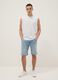 Slim Fit Light Blue Stretch Denim Cotton Blend Shorts_0