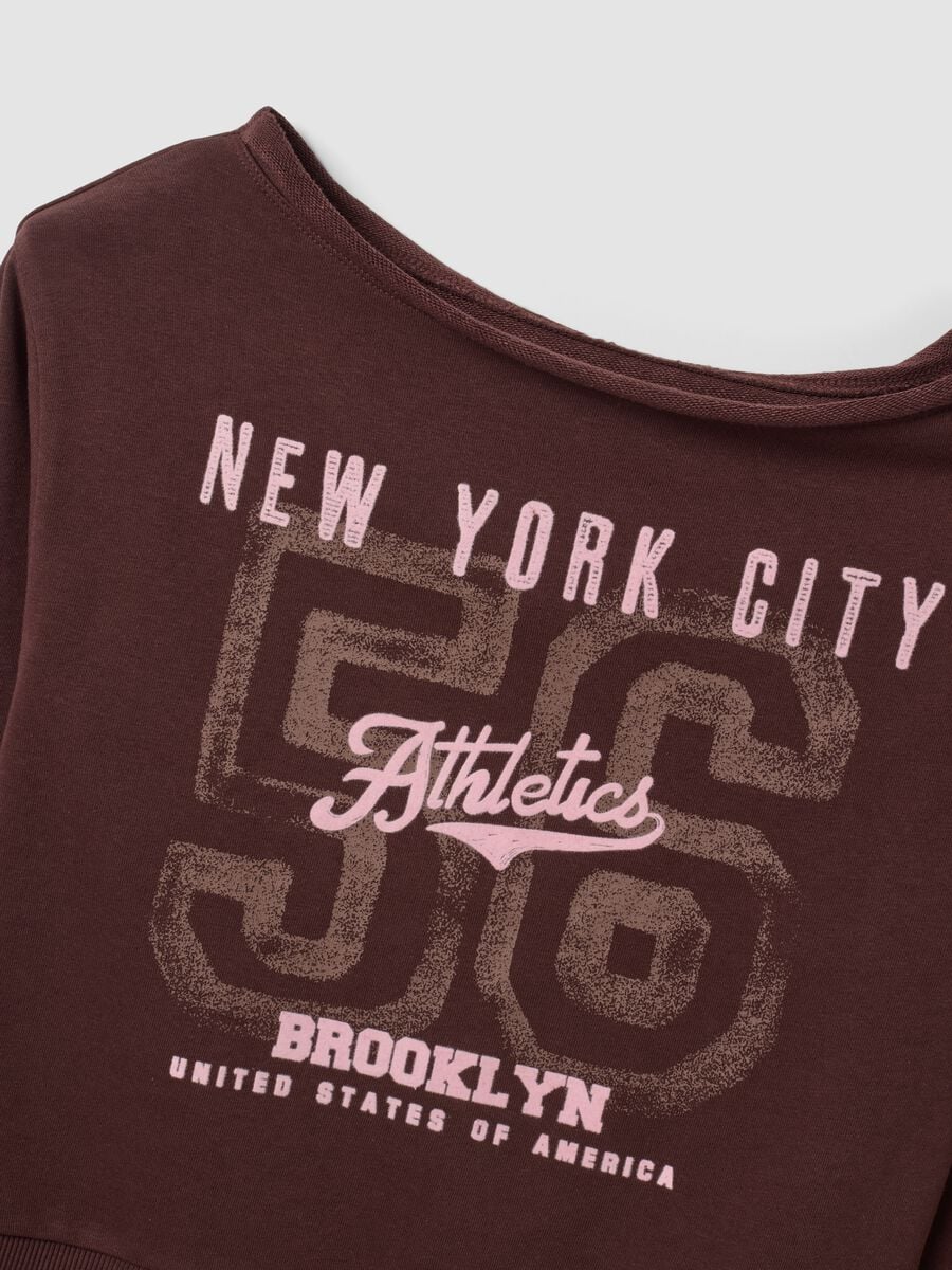 Brown cotton-blend sweatshirt with wide neckline, regular fit_6