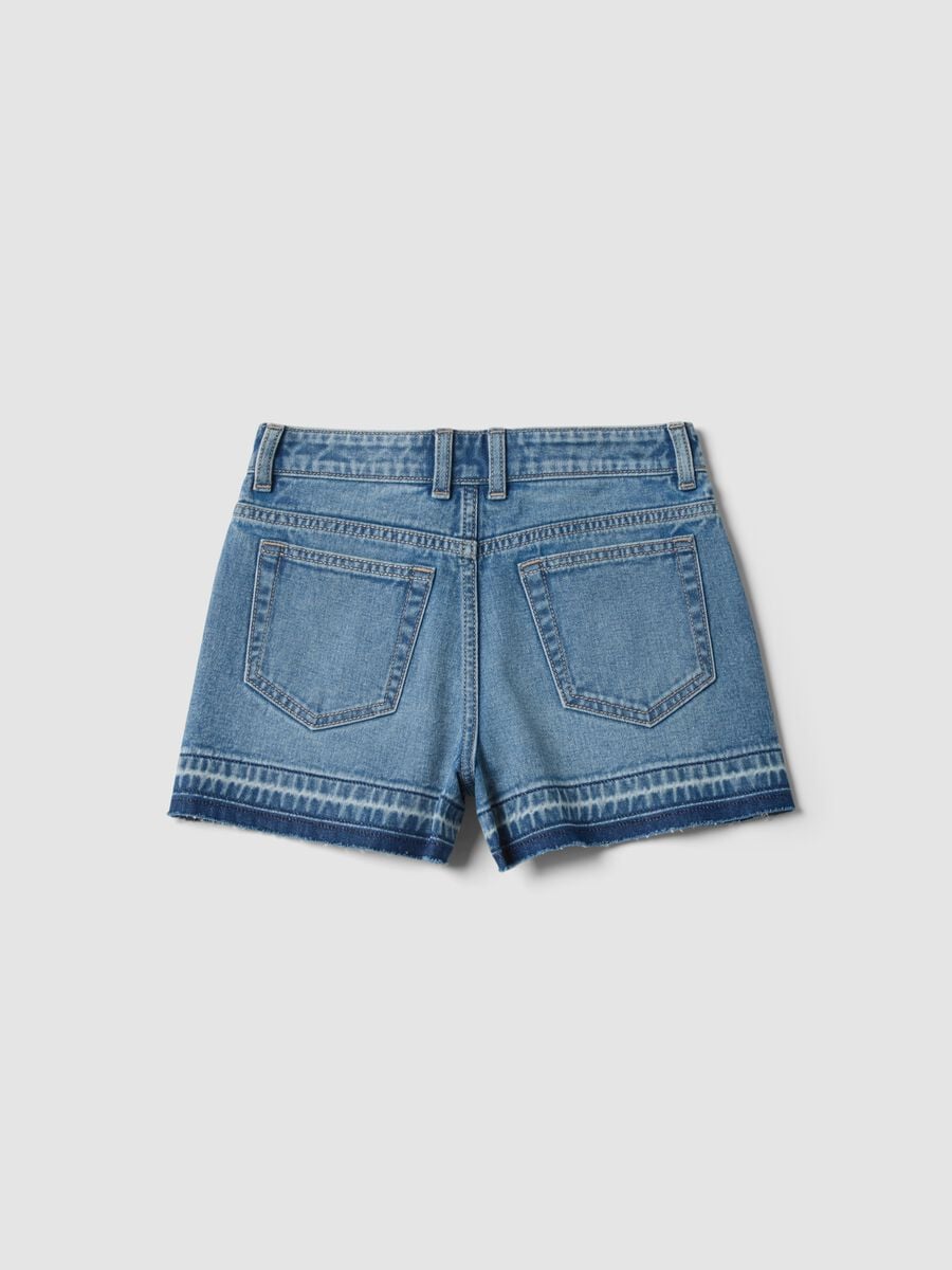 Blue pure cotton denim shorts for girls, straight fit_4