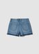Blue pure cotton denim shorts for girls, straight fit_4