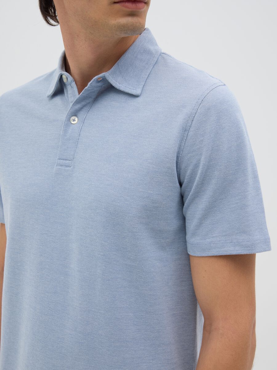 Polo da uomo in puro cotone azzurro regular fit_2