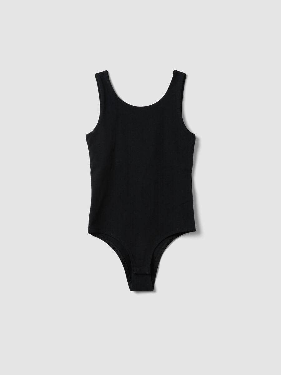 Girls&rsquo; black fitted stretch cotton bodysuit_3