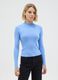 Maglione a collo alto azzurro in maglia a coste_0