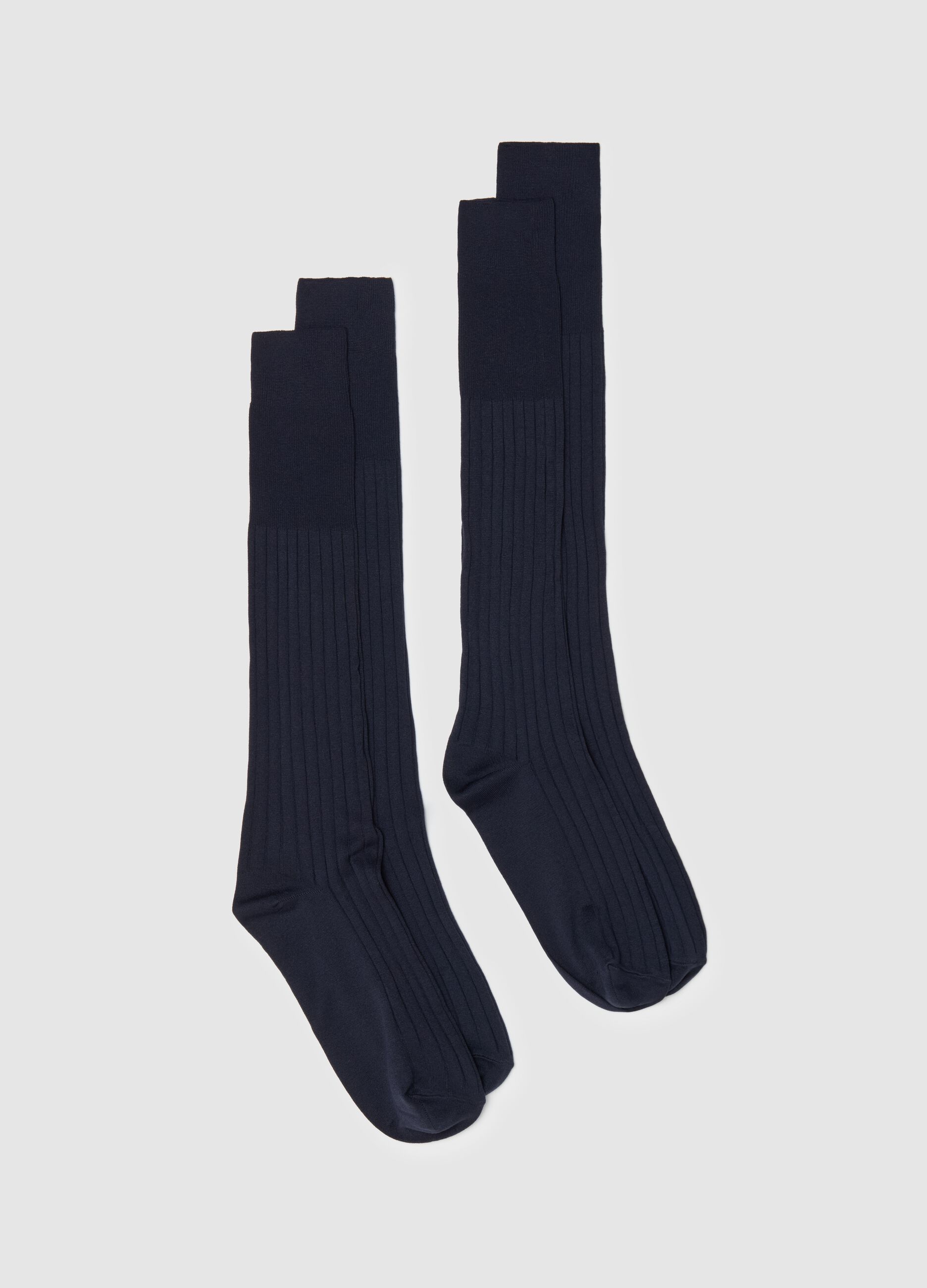 Two-pair pack long ribbed socks
