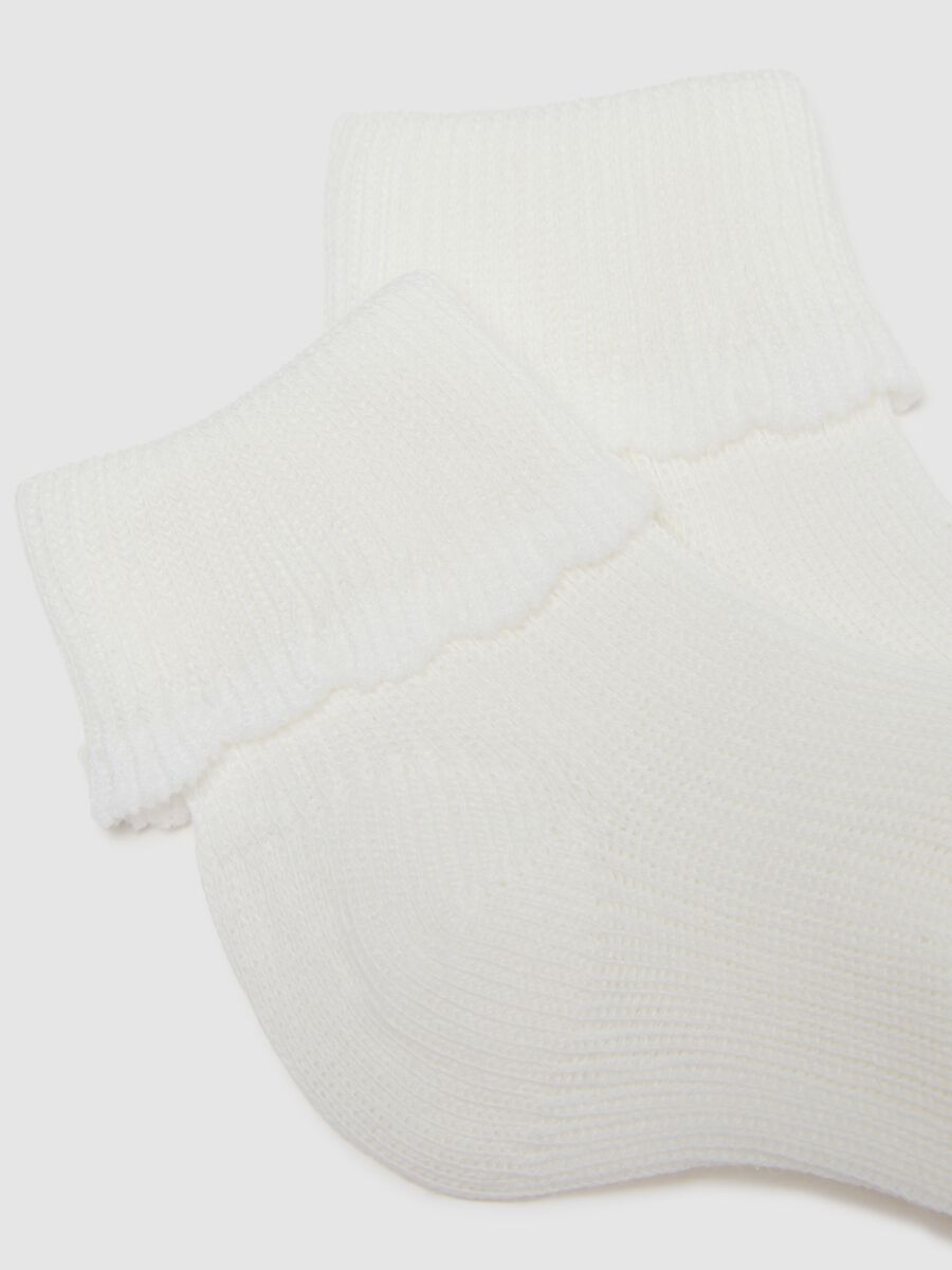Set bipack calze corte da neonata in misto cotone bianche_1