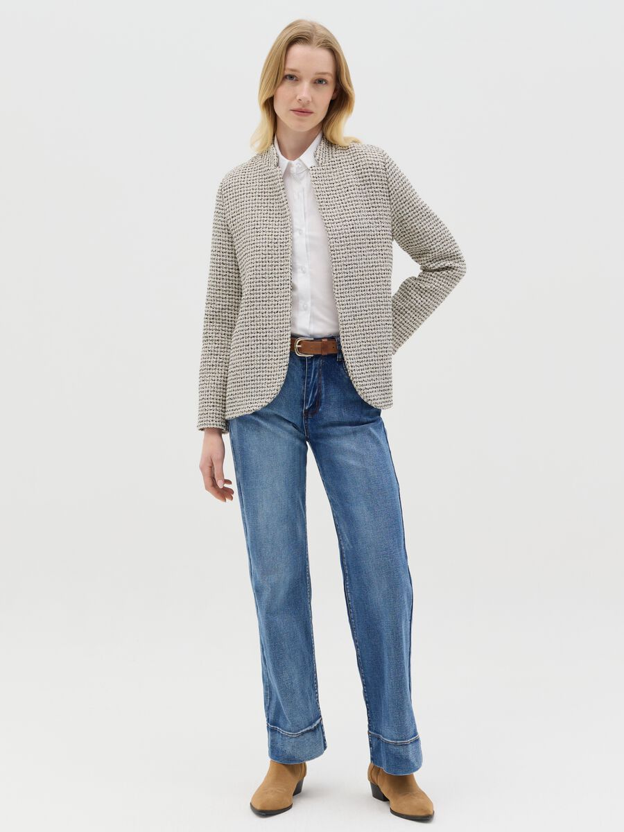 Open beige and black jacket in tweed_1