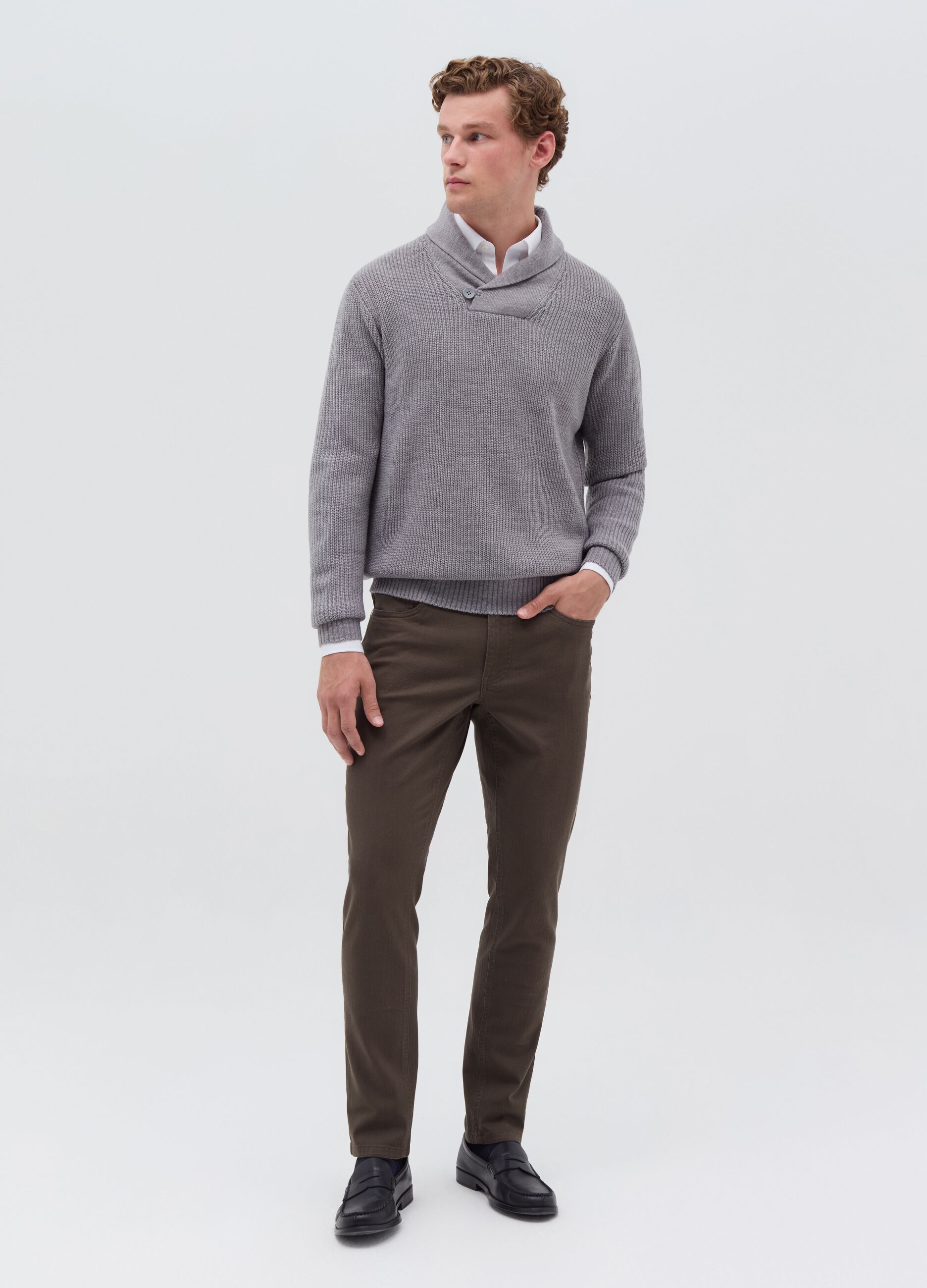 Pullover with shawl neck