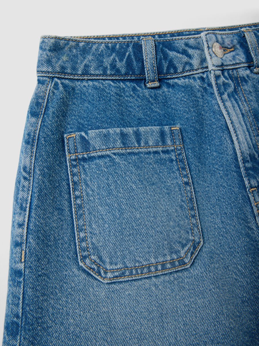 Blue pure cotton denim shorts_1