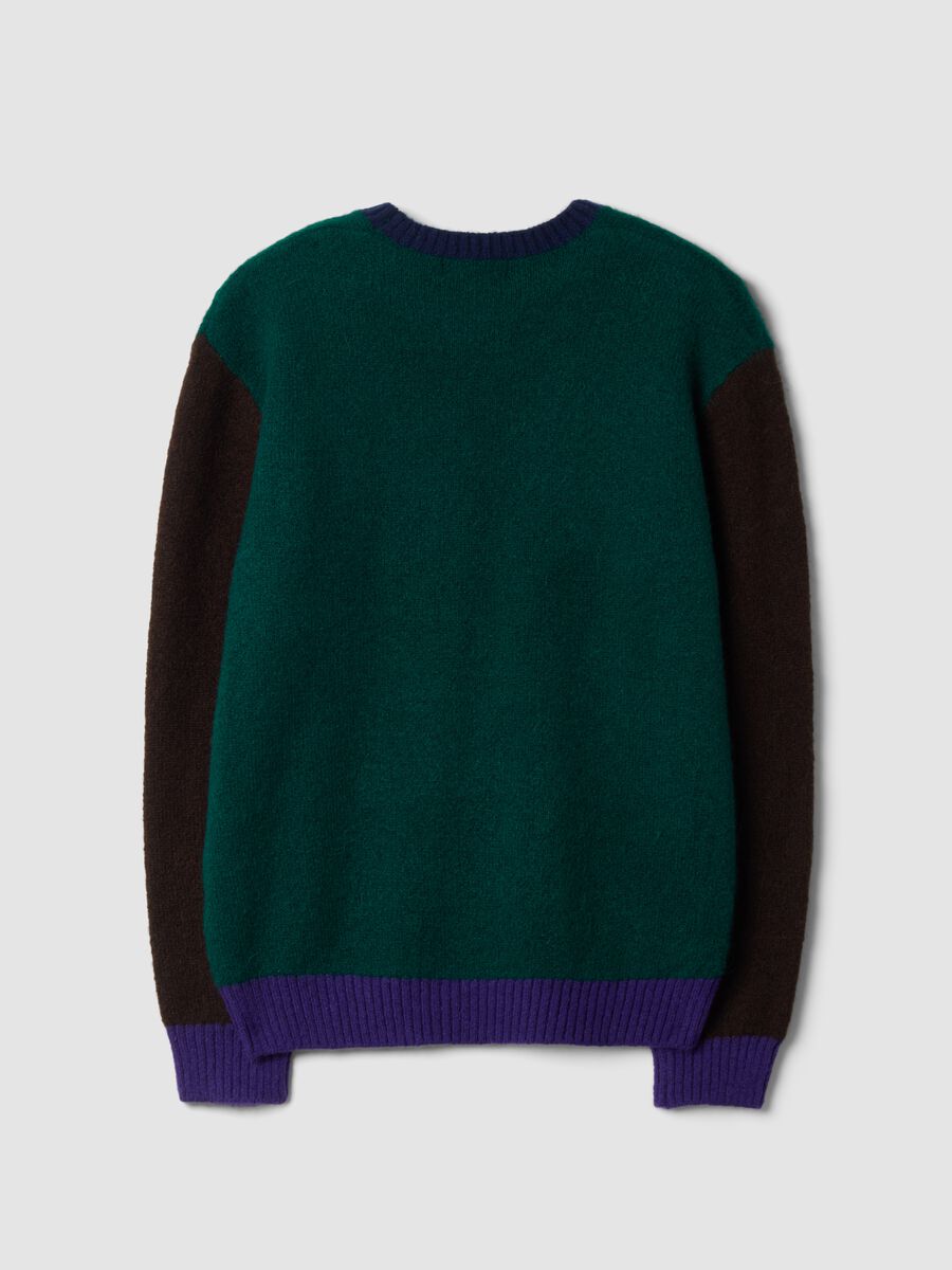 Maglione verde girocollo in lana e alpaca elasticizzate regular fit_6