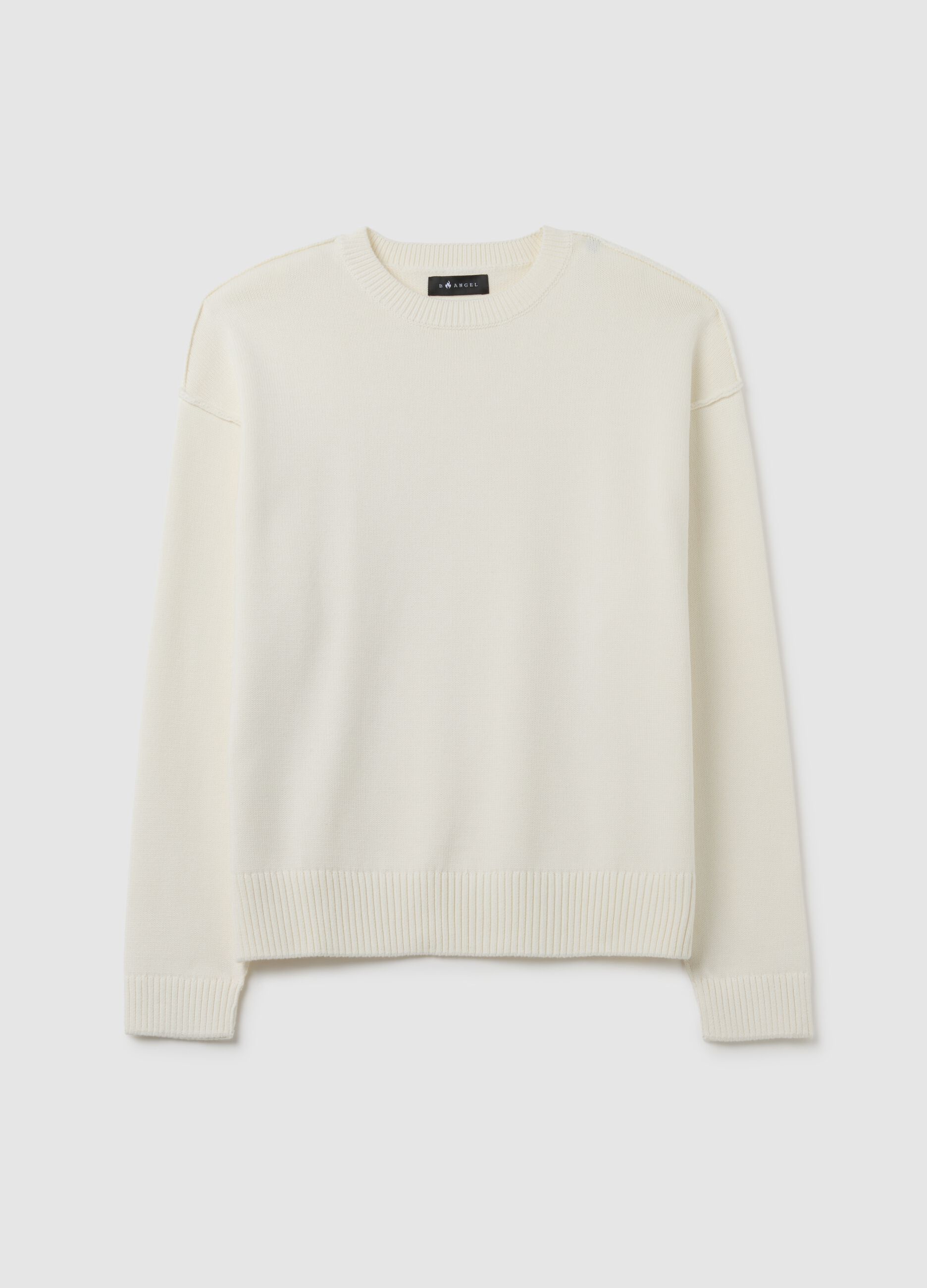 White pure cotton sweater, regular fit
