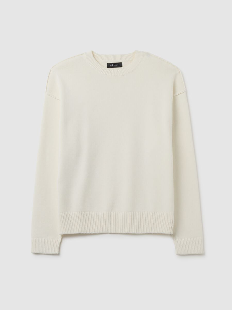Maglione in puro cotone bianco regular fit_0