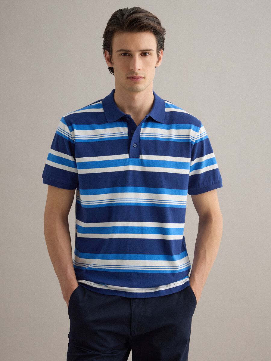 Polo in puro cotone a righe multicolor oversize fit_1