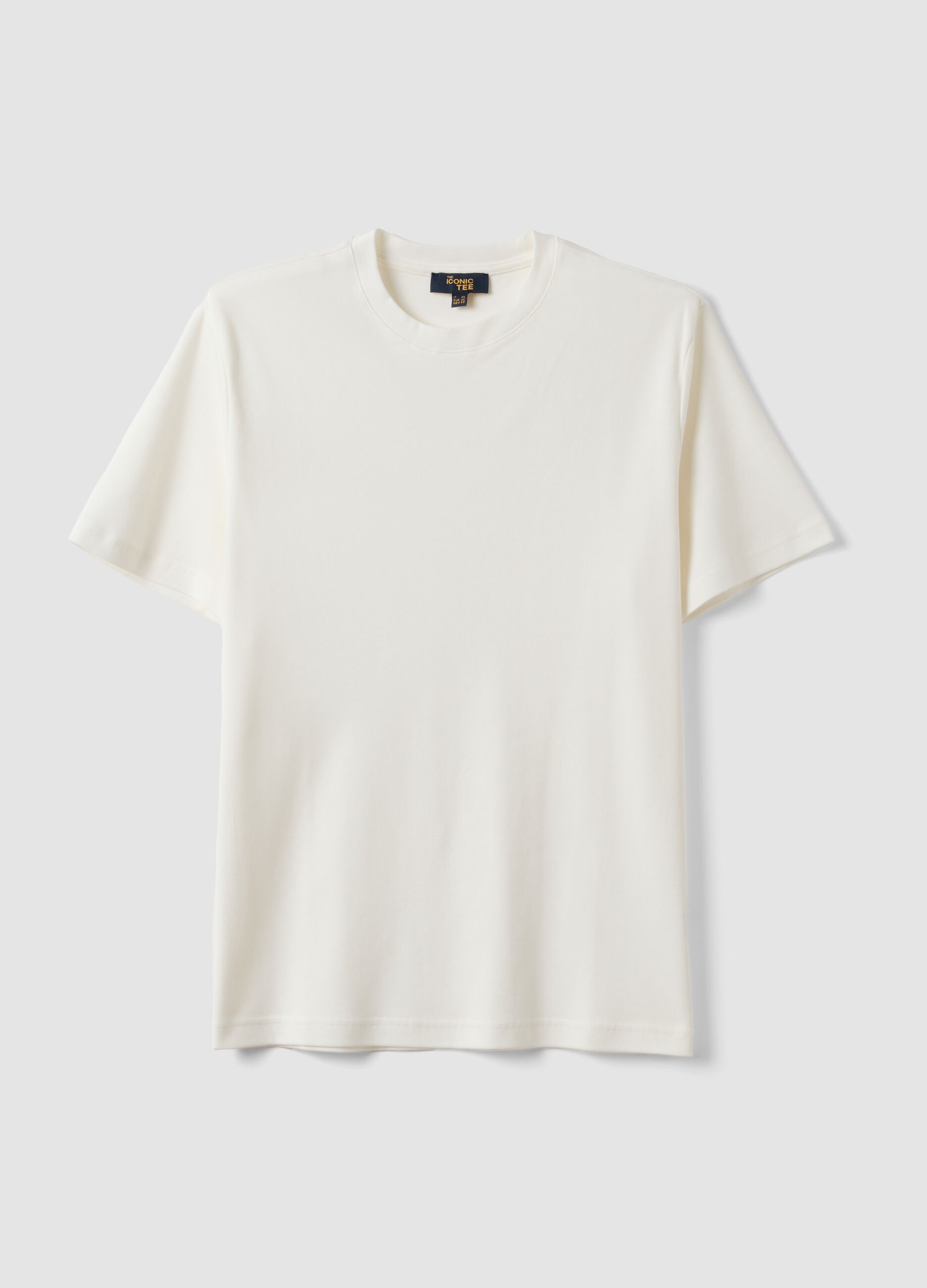 White pure cotton short-sleeve regular-fit T-shirt