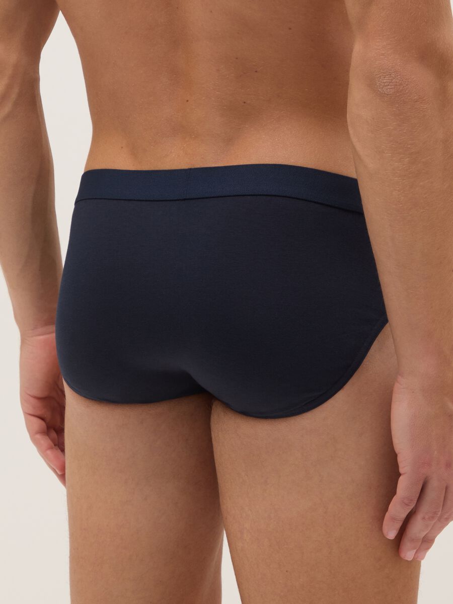 Blue stretch cotton regular fit three-pack briefs_2