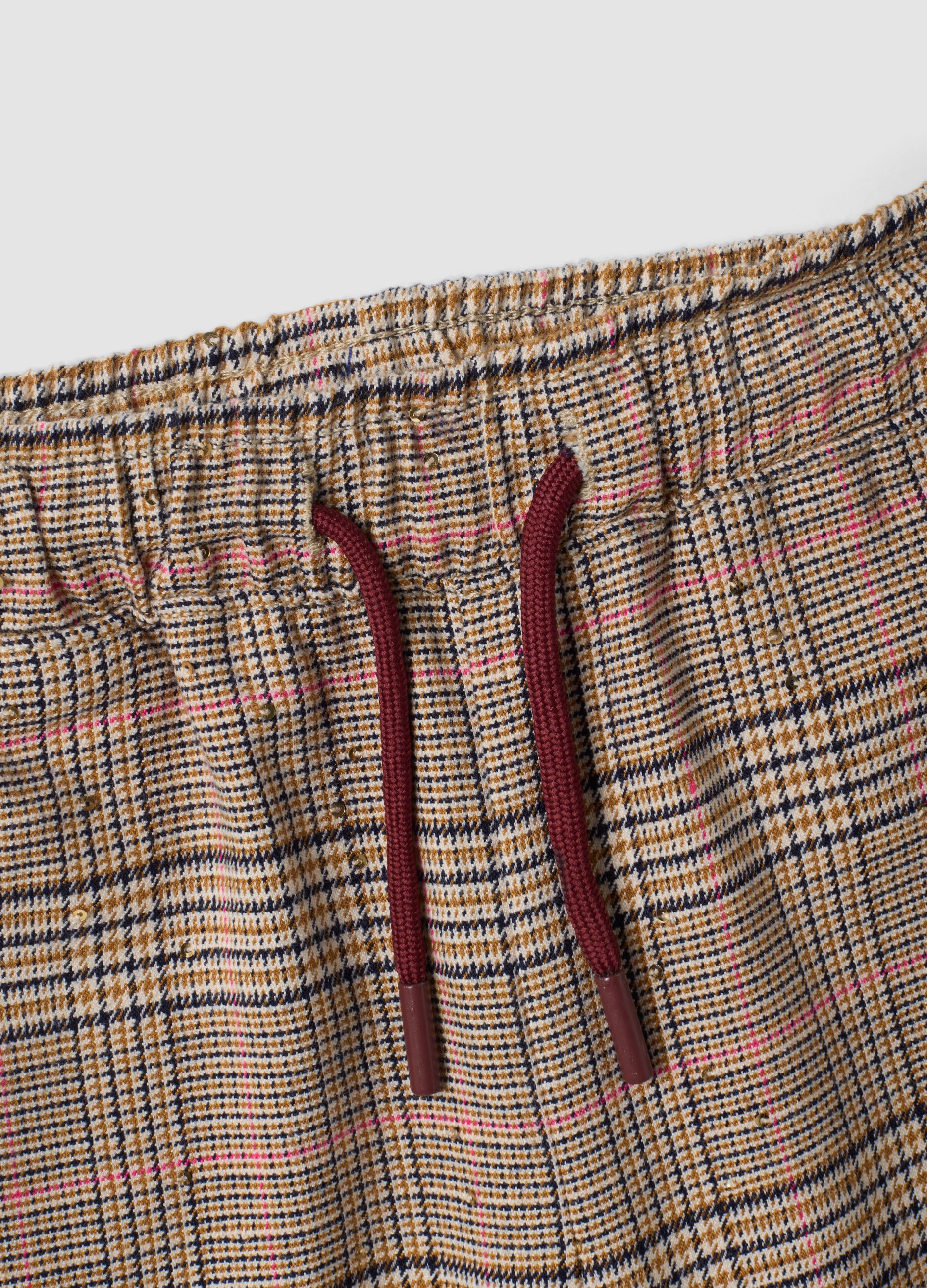 Girls&rsquo; multicolour stretch viscose checked culotte trousers