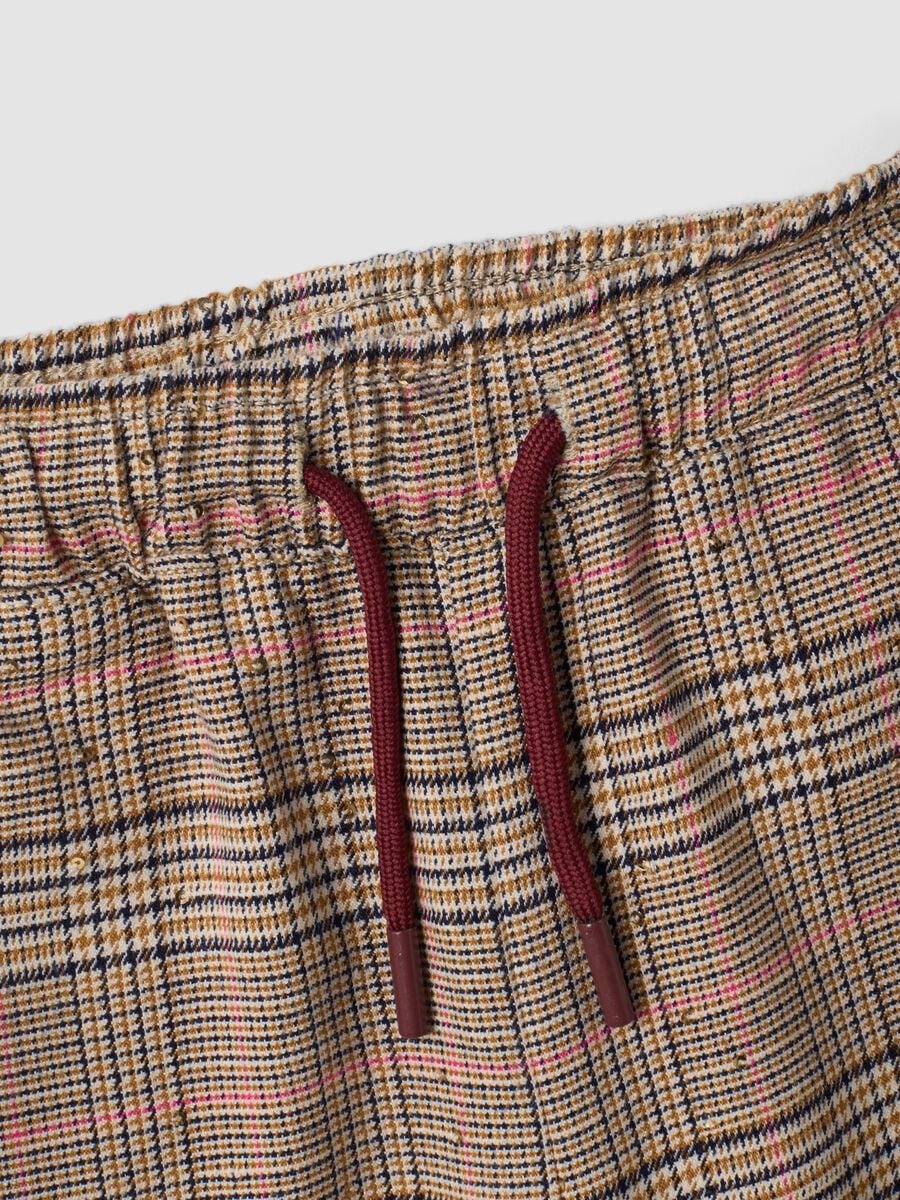 Pantaloni culotte multicolor in viscosa elasticizzata a quadri per bambina_3