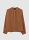 Brown long sleeve regular fit shirt with mandarin collar_4