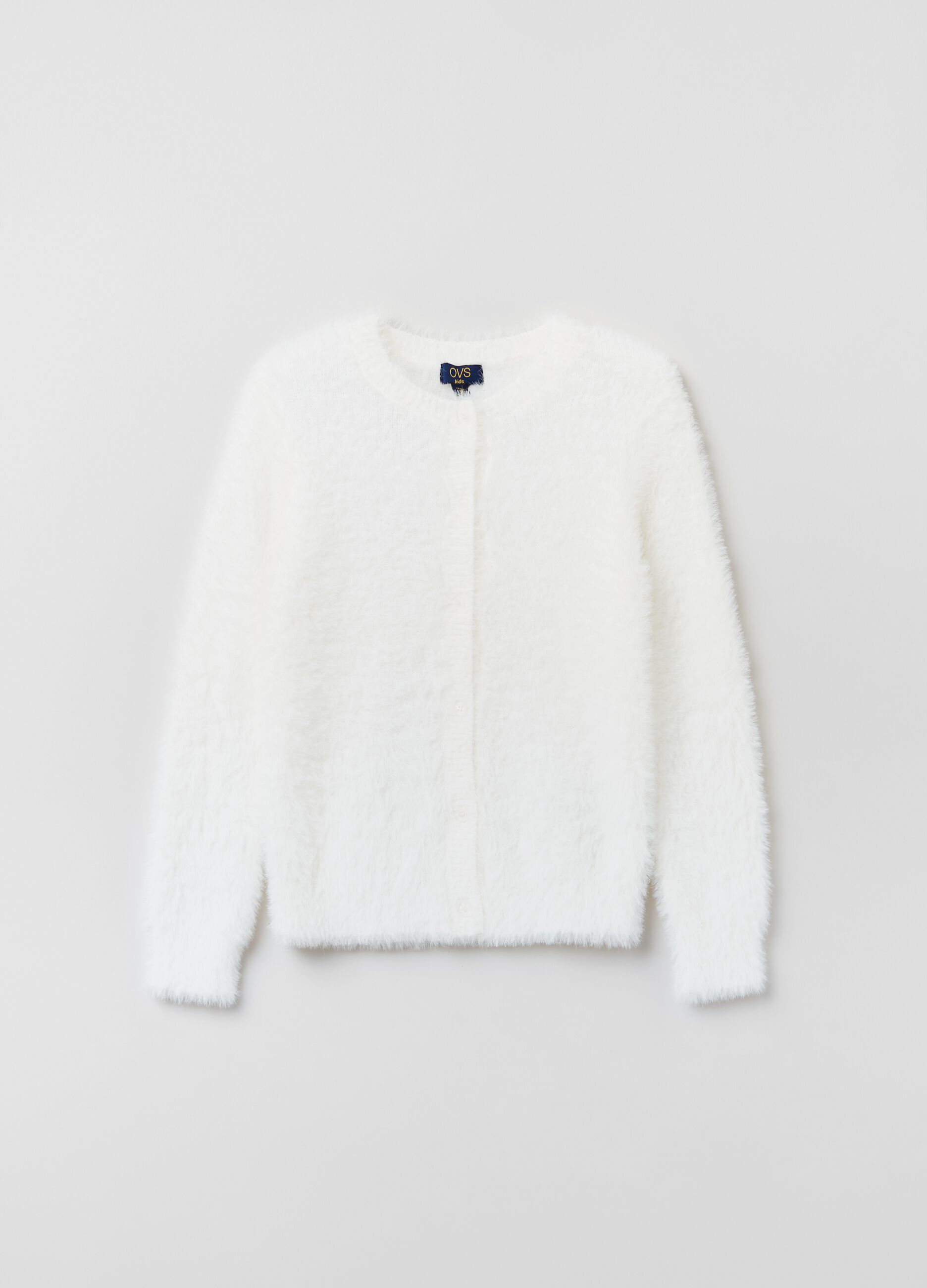 Cardigan in filato peloso