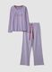 Purple striped pure cotton pyjamas with regular fit and embroidery_4