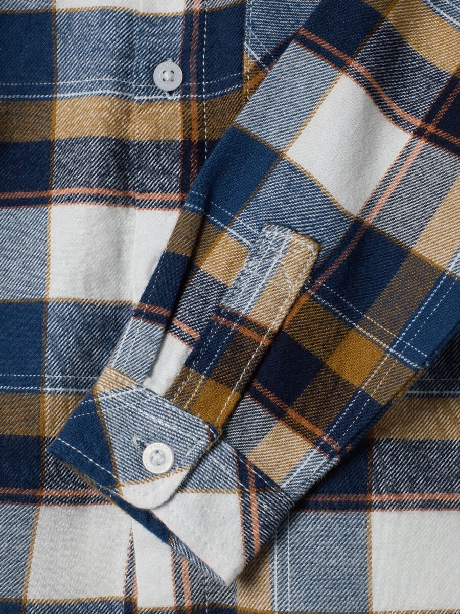 White and blue checked pure cotton shirt, regular fit_3