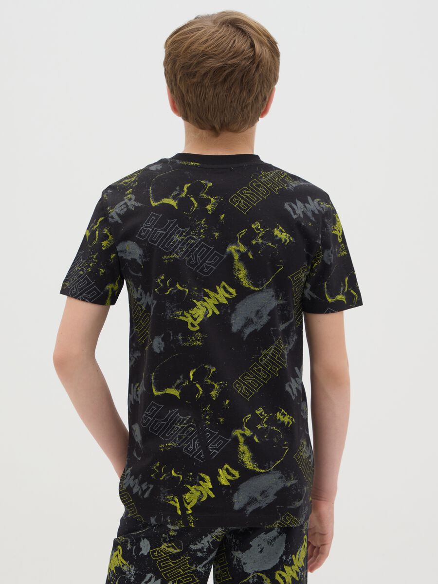 T-shirt da ragazzo in puro cotone multicolor oversize con stampa grafica_2