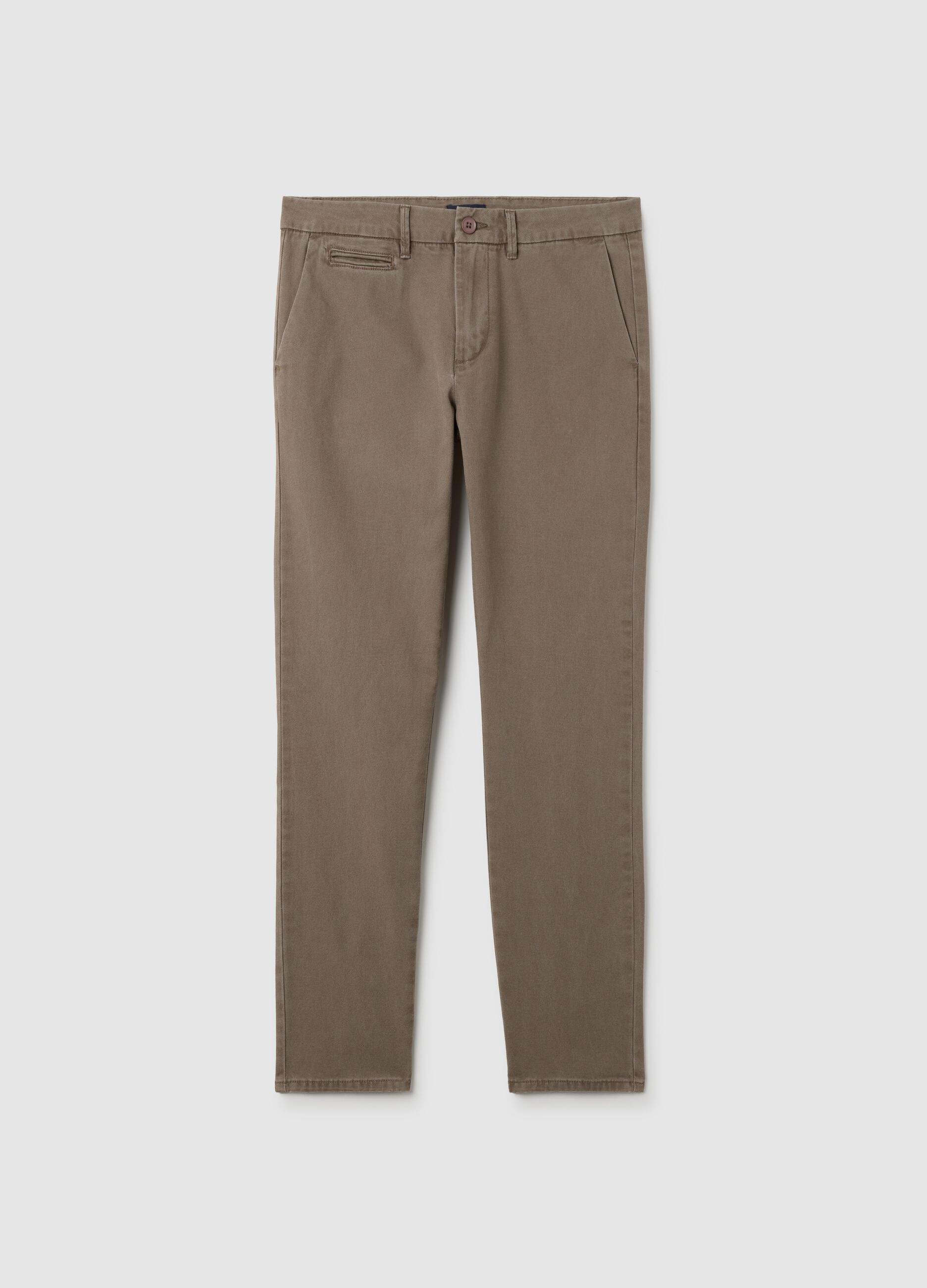 Pantaloni chino in cotone marroni slim fit
