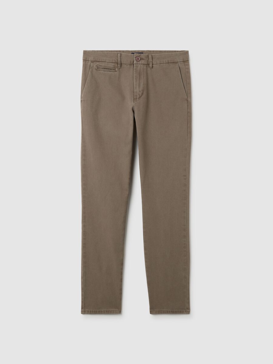 Pantaloni chino in cotone marroni slim fit_0