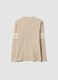 Beige pure organic cotton T-shirt with college print for boys_5