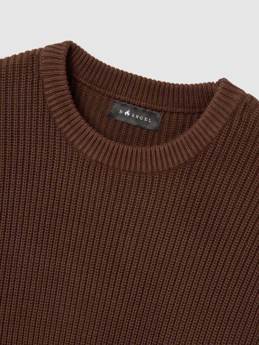 Jumper in puro cotone marrone regular fit_5