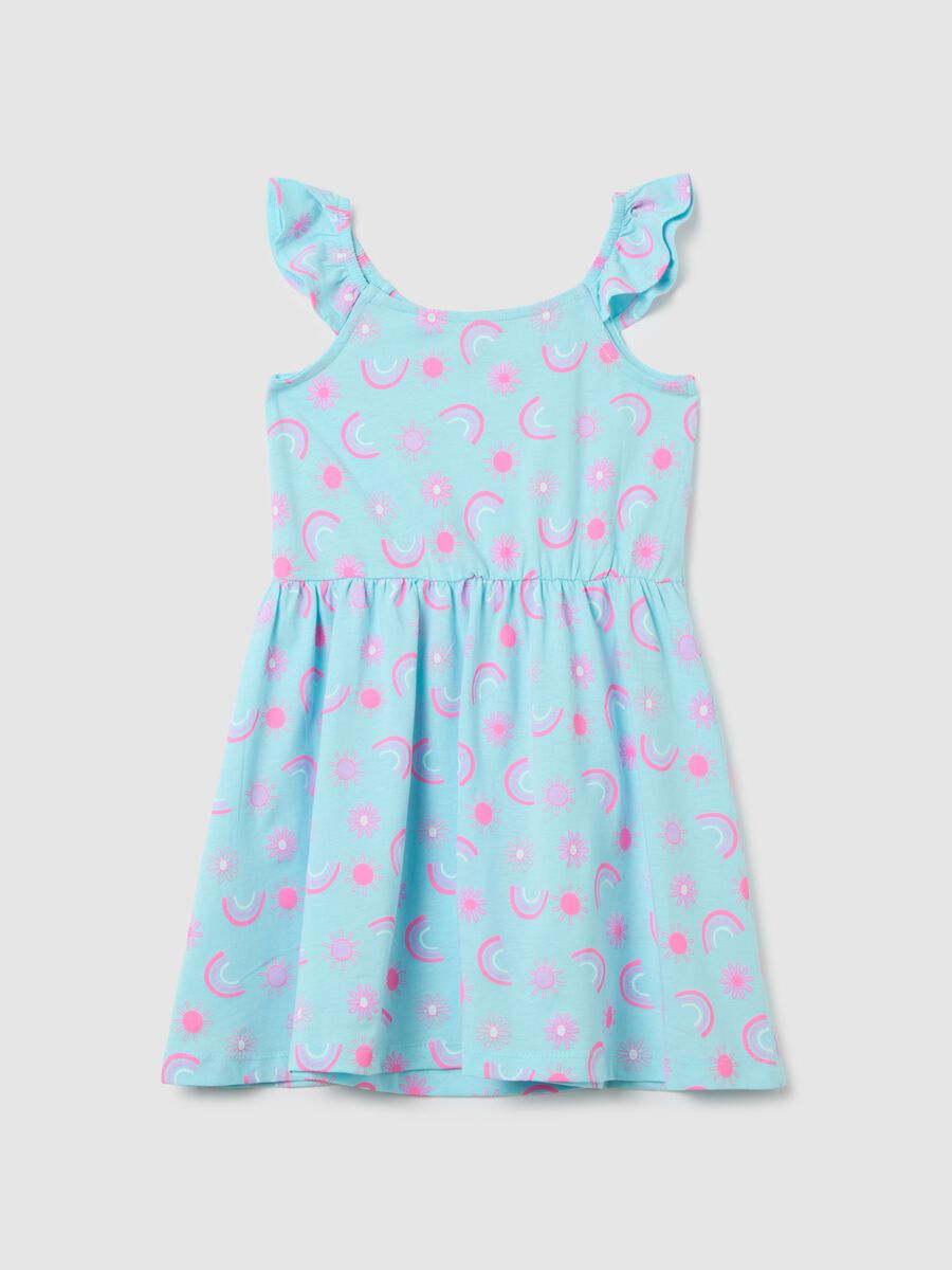 Multicoloured pure cotton dress for girls with pattern_1