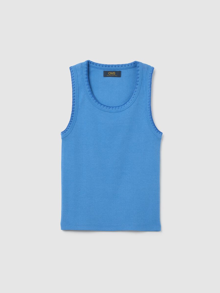 Canotta da donna in cotone elasticizzato blu regular fit_0
