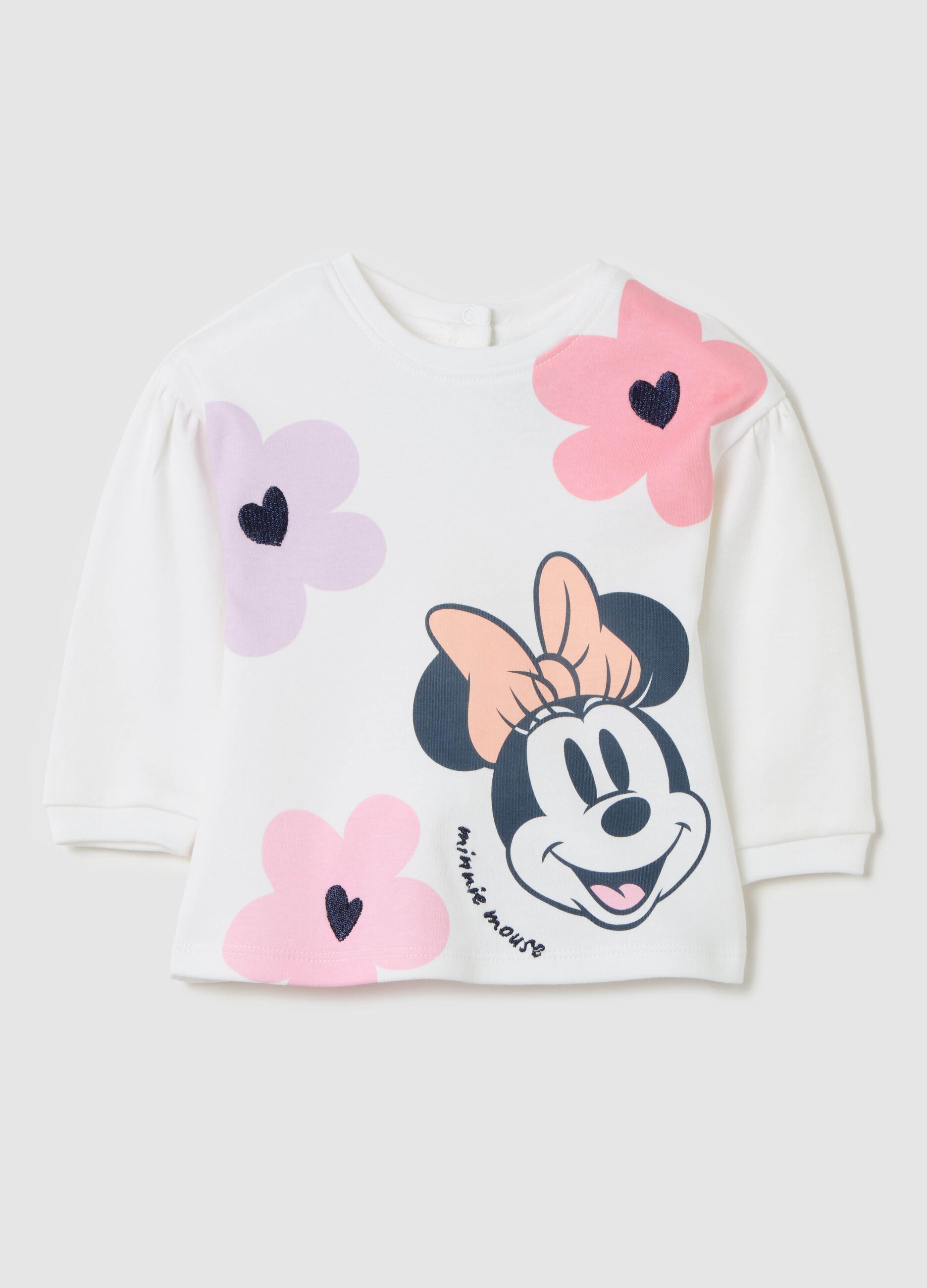 Long-sleeved T-shirt with Minnie Mouse and flower print