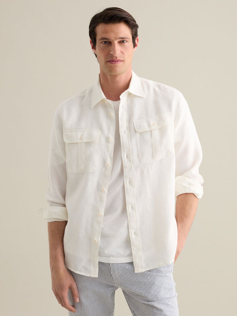 Classic white linen shirt by Piombo_0