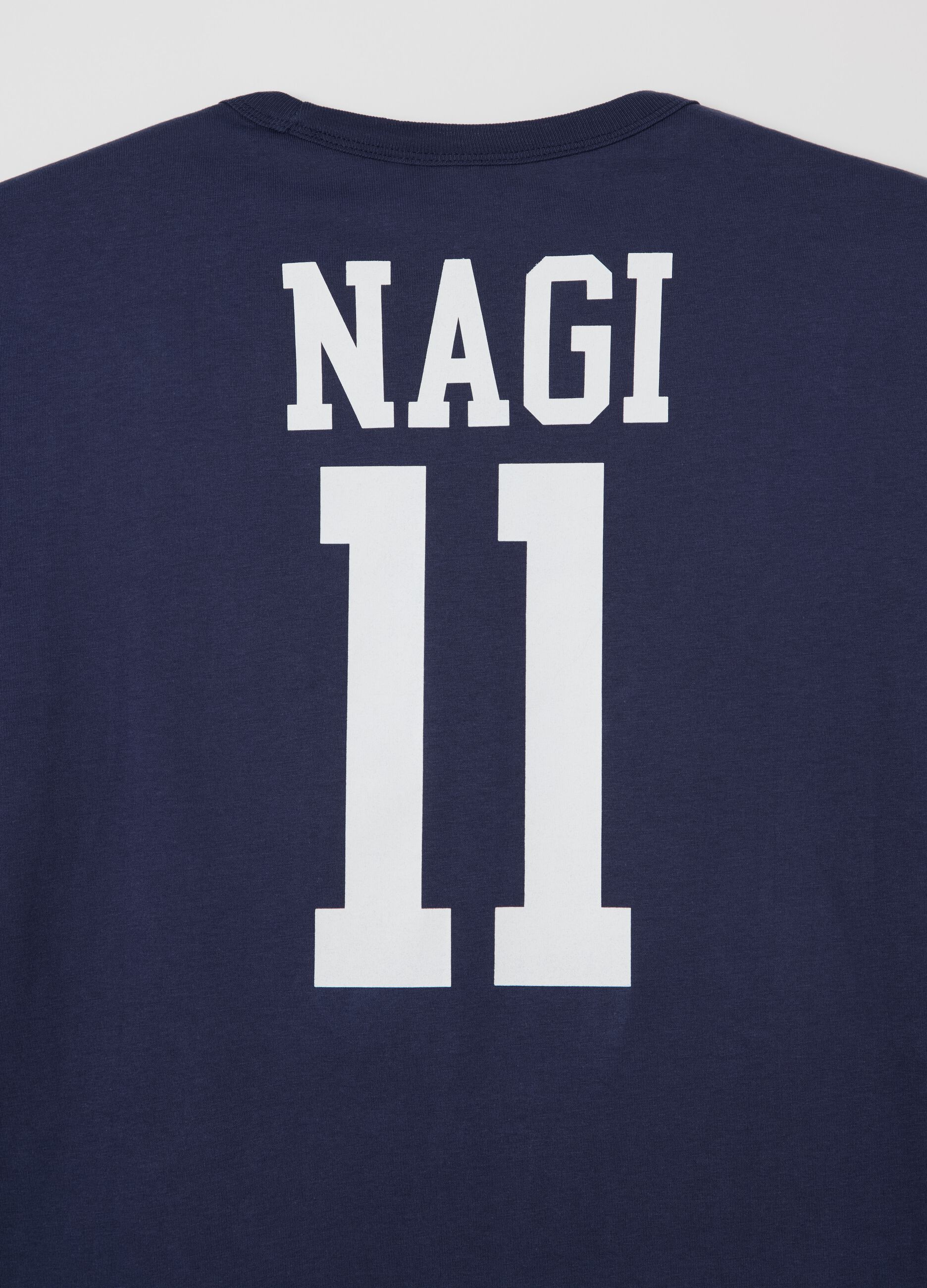 Blue T-shirt with Seishiro Nagi print