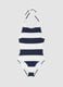 Blue and white striped stretch swimsuit_0