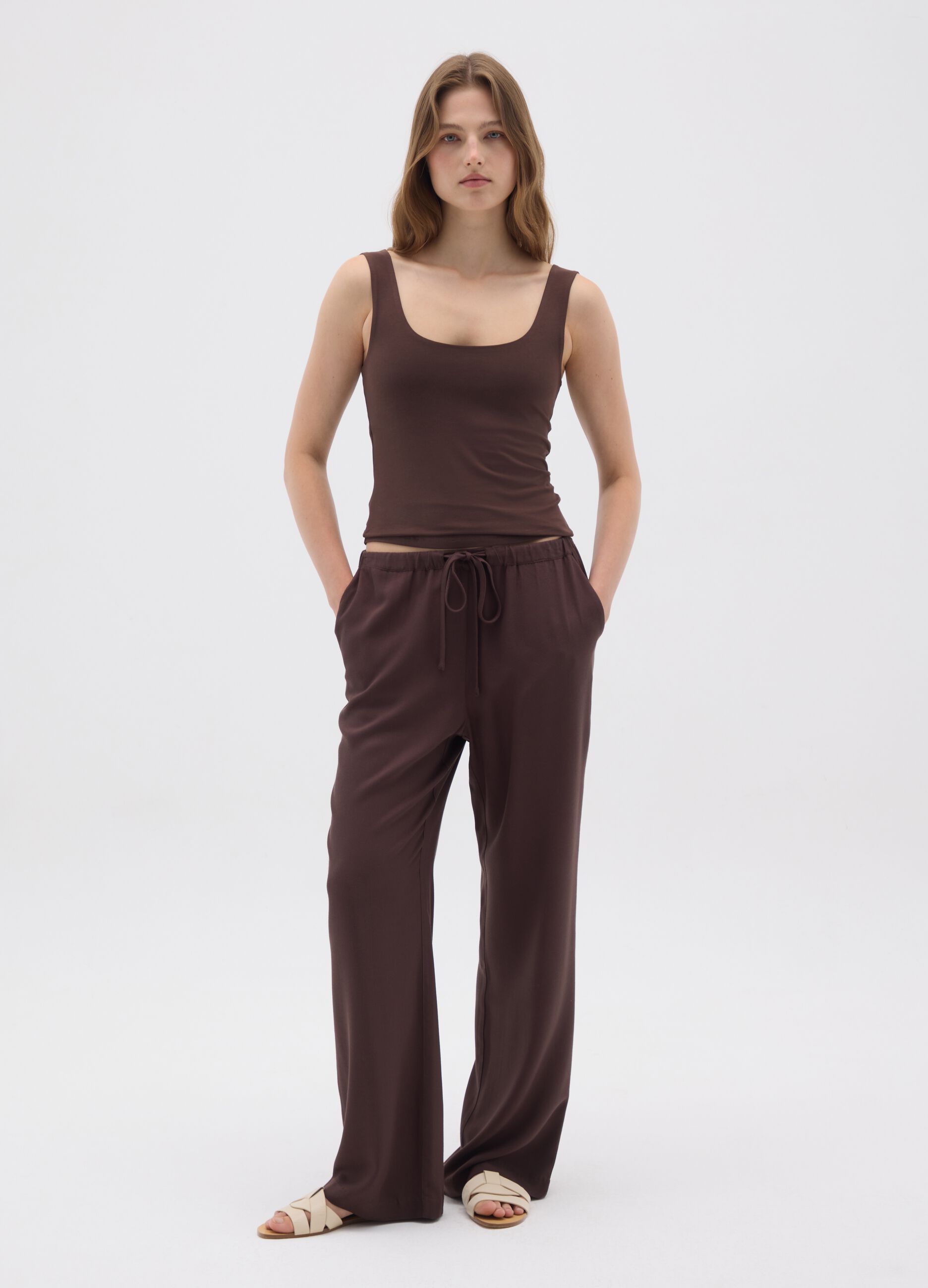 Women's Stretch Cotton Brown Top