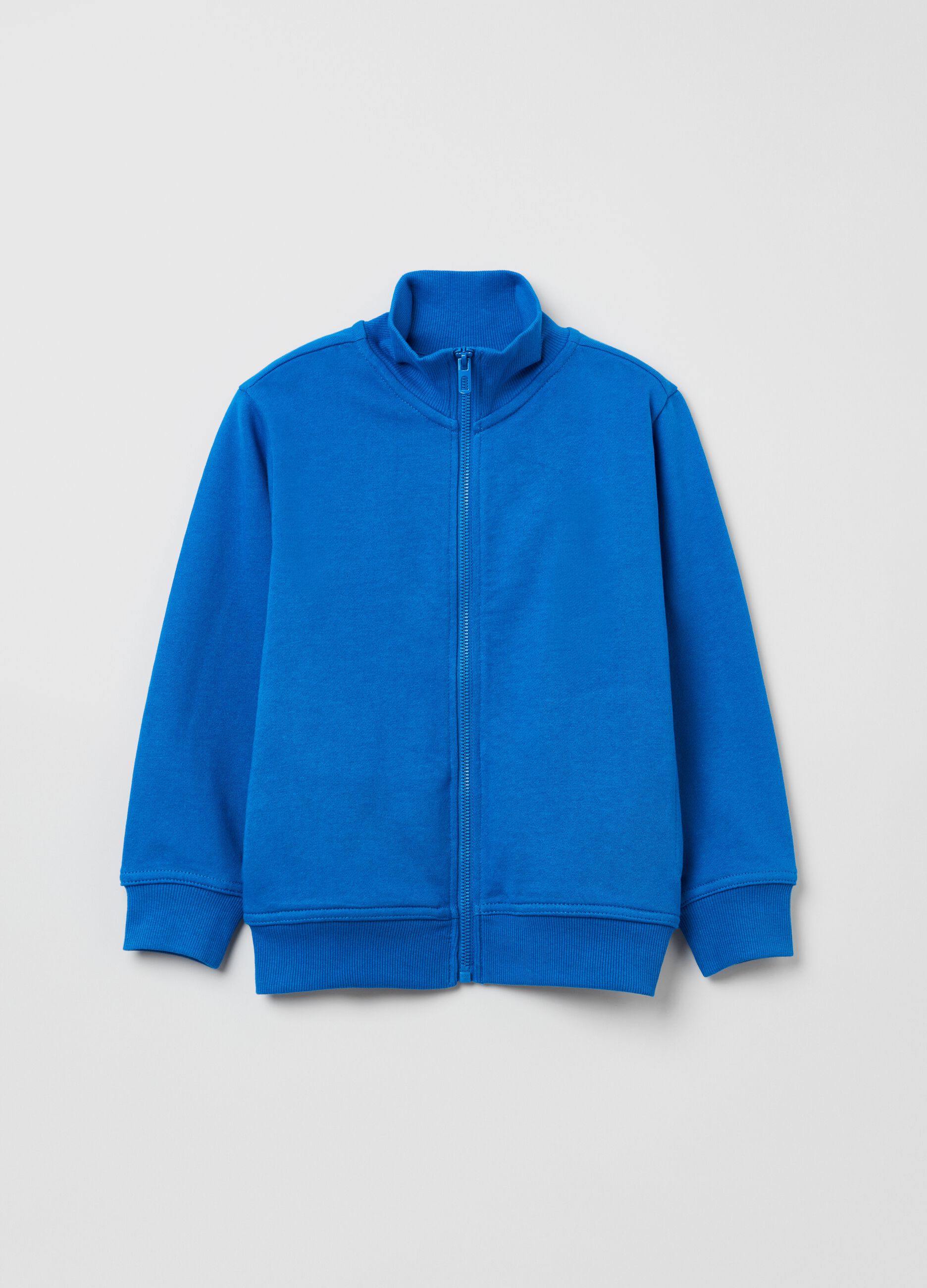 Fleece full-zip sweatshirt with high neck