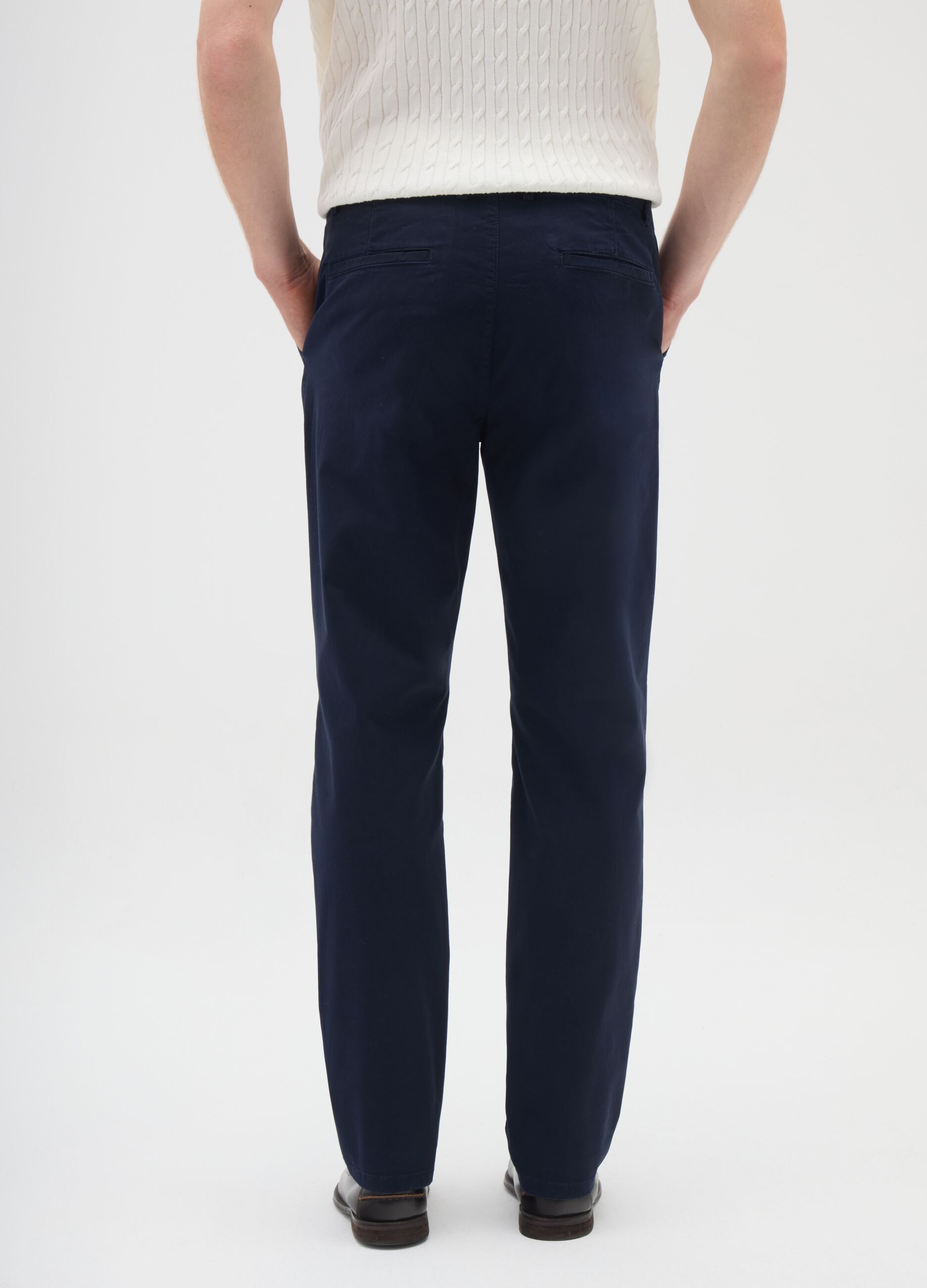 Blue stretch cotton trousers regular fit