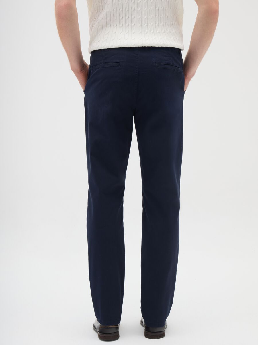 Blue stretch cotton trousers regular fit_2