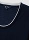 Blue viscose-blend T-shirt with white contrast crew neck, regular fit_1