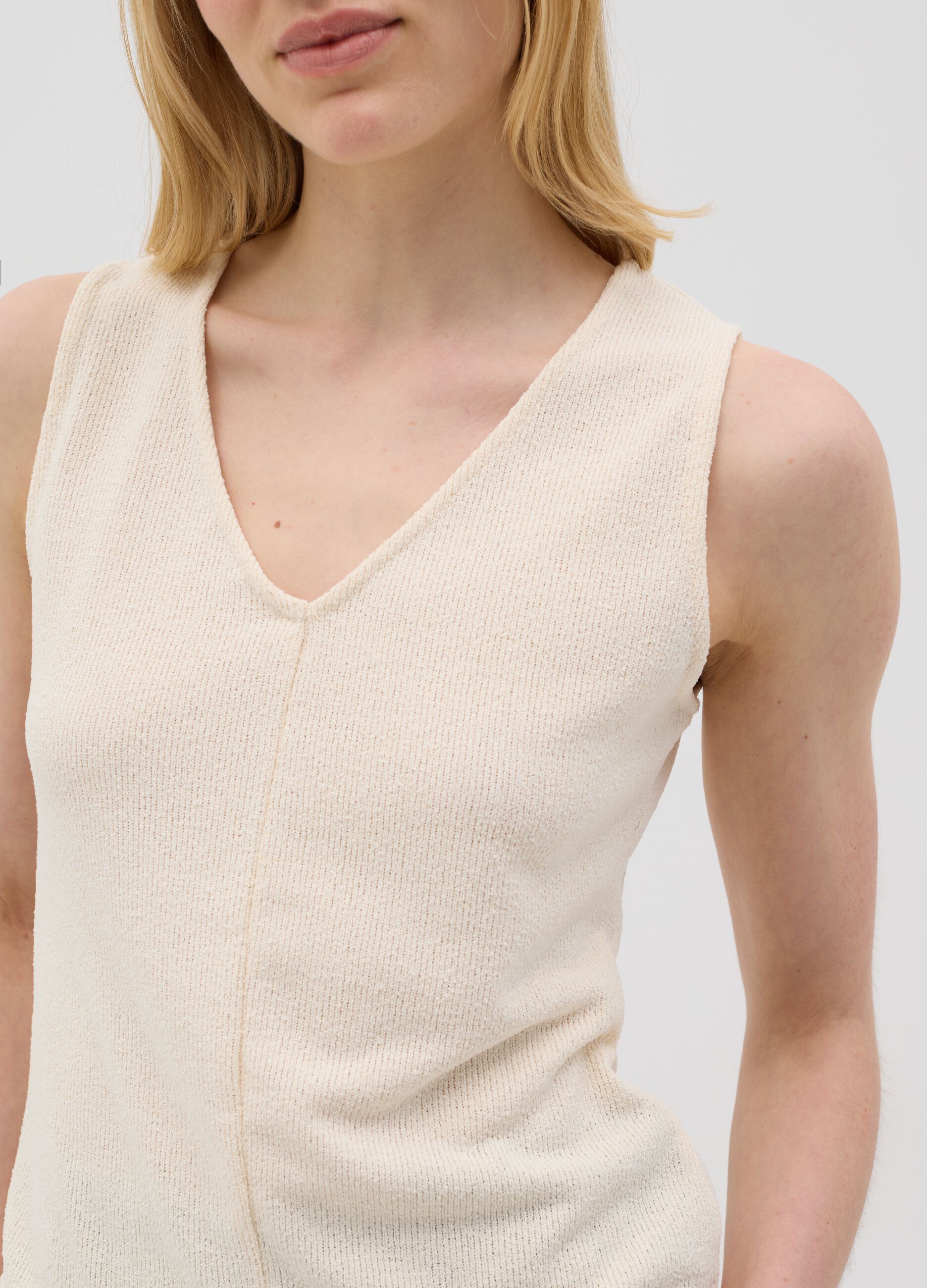 White Stretch Knit Vest Top from Ovs