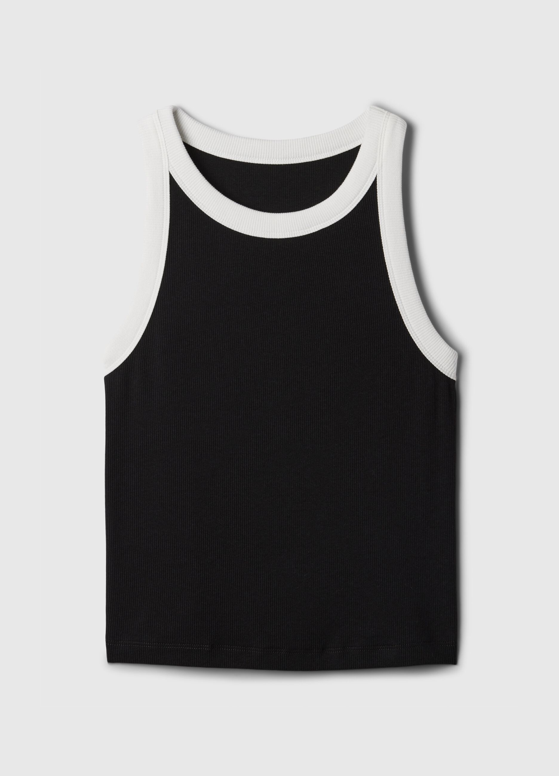 Ribbed crop tank top with halter neck